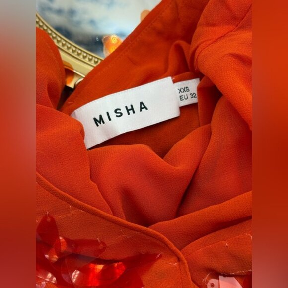 🆕 MISHA COLLECTION 🧿 NWOT Red Sapphire Sequins Mini Dress, Sz XXS - Sz US 0 - Picture 13 of 15